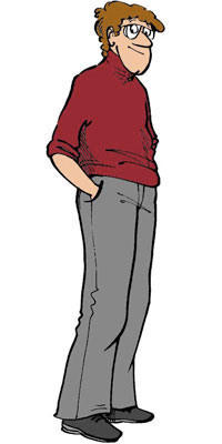A full-body drawing of John.