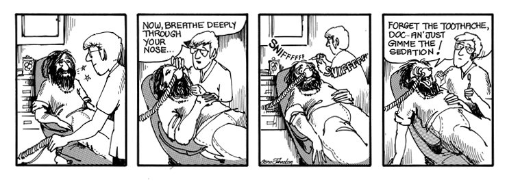 A patient is really enjoying the laughing gas.