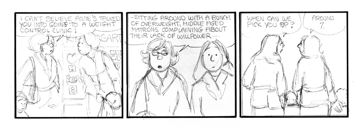 Connie, Anne and Elly all decide to go to a weight control group.