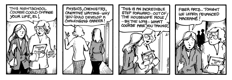 Elly studies fibre arts.