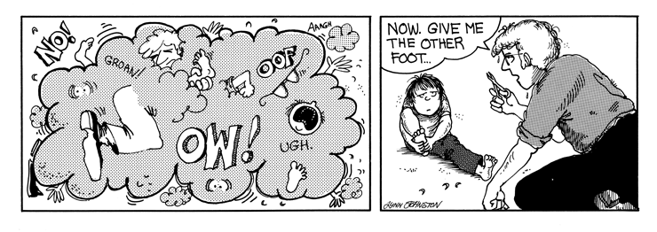 John tries to cut Michael's toenails.